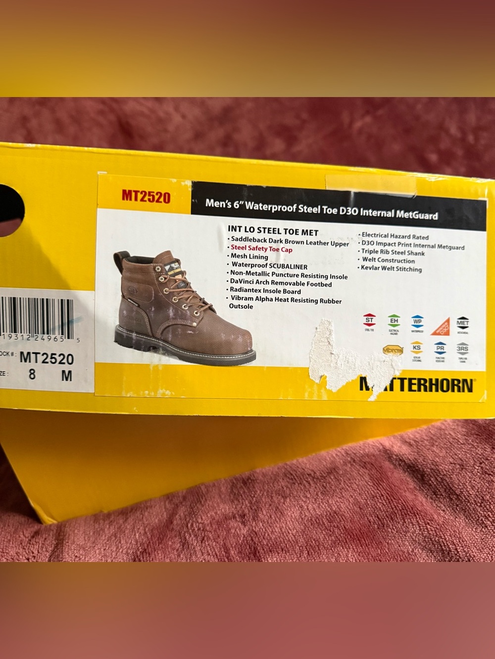 Unisex Waterproof Steel Toe Work Boots - Brown Men’s 6 Women’s 8